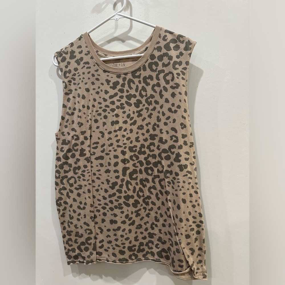 Zoe + Liv Tan Leopard Print Top